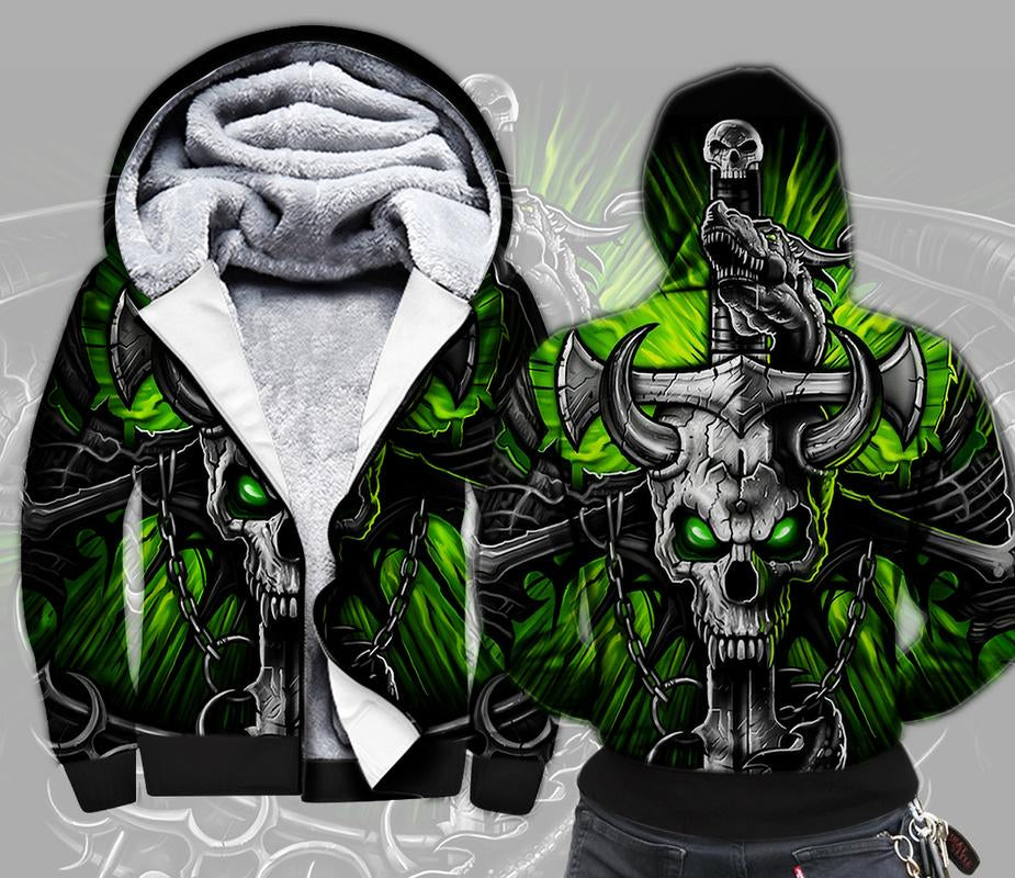 Skull Fleece Zipper Hoodie  00016