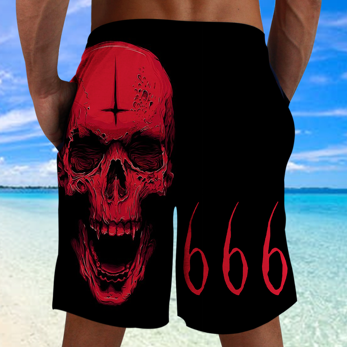Skull Combo Beach Shorts and Hawaii Shirt 08681