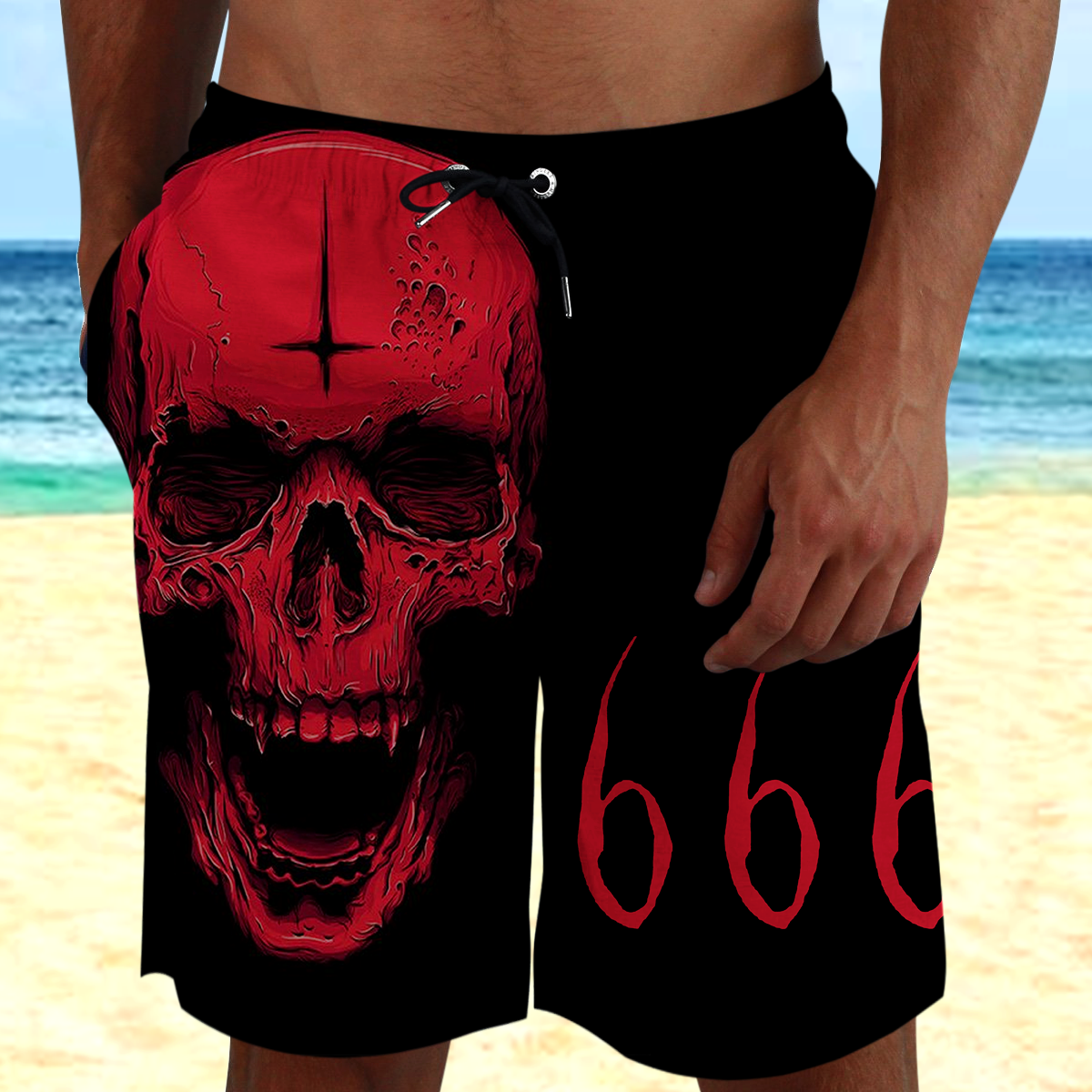 Skull Combo Cap and Beach Shorts 09022