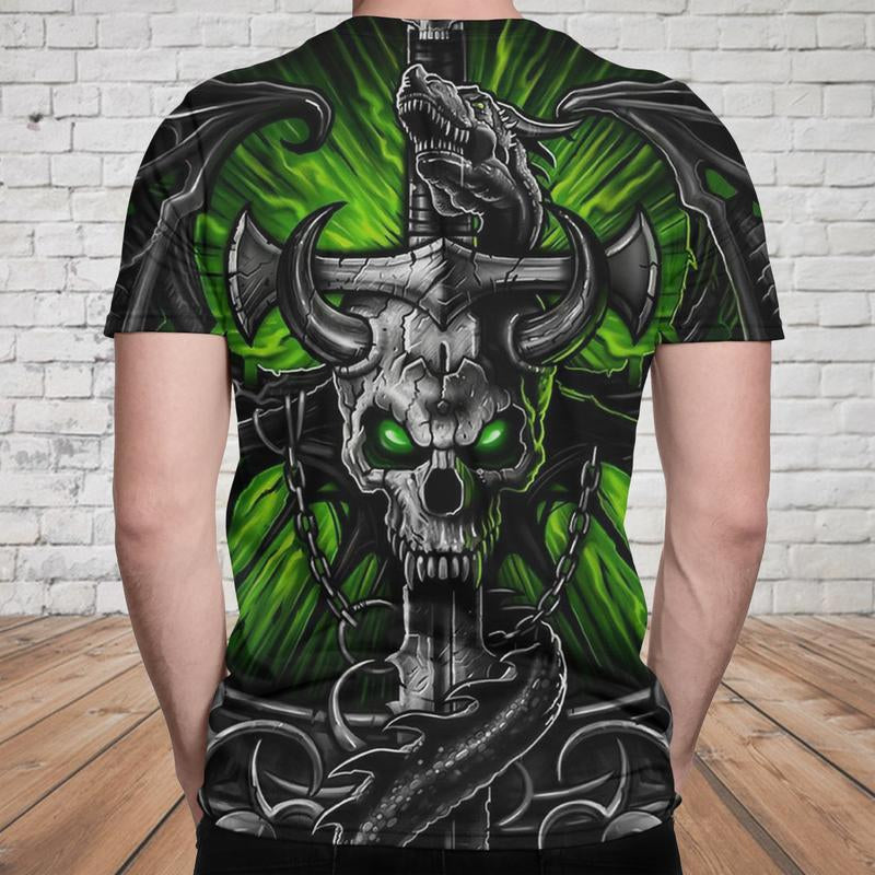 Skull 3D T-shirt_Evil Skull and Dragon