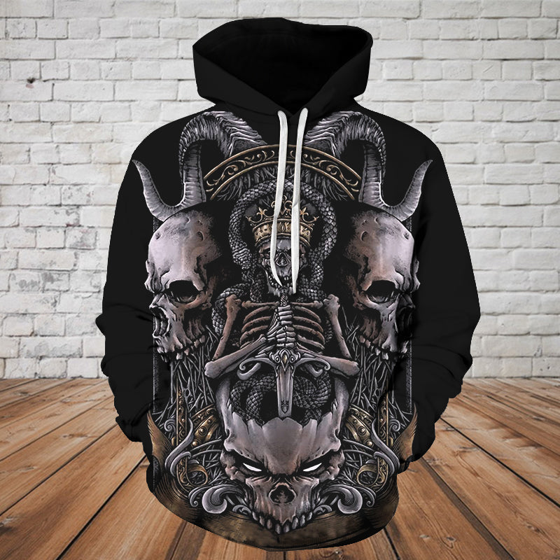 Skull 3D Hoodie - King Skull 0461