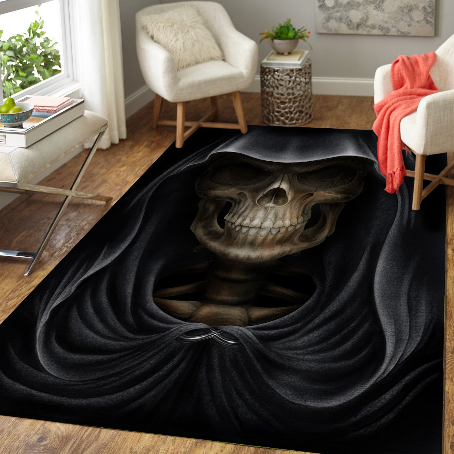 Skull Gothic Area Rug Carpet 04823