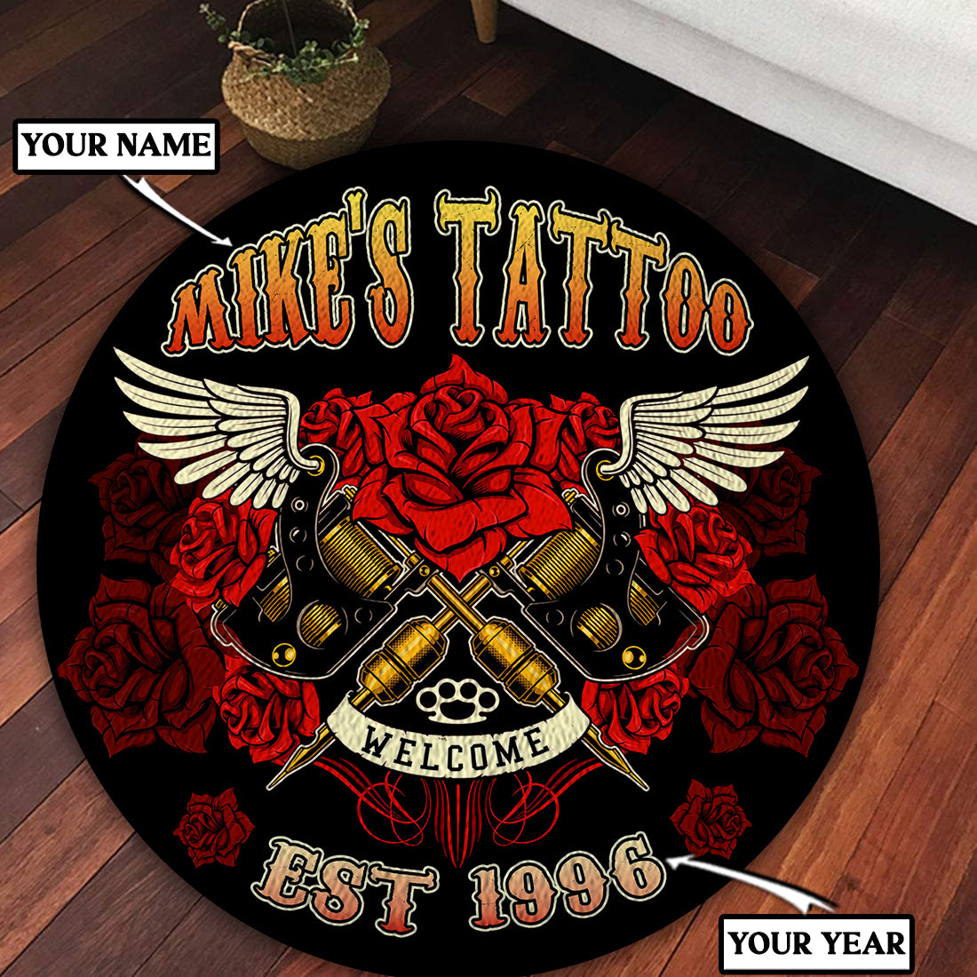 Personalized Tattoo Round Mat 07476