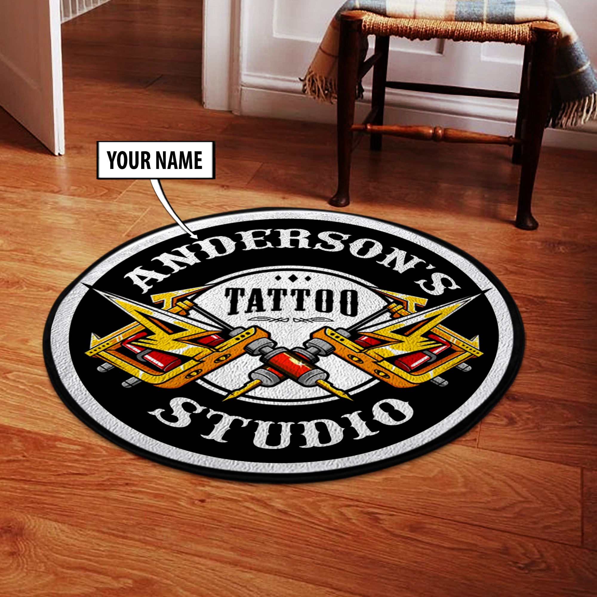 Personalized  Tattoo machine Round Mat 07698