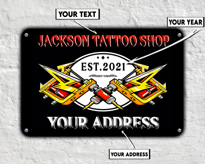 Personalized Tattoo Machine Metal Signs 08475