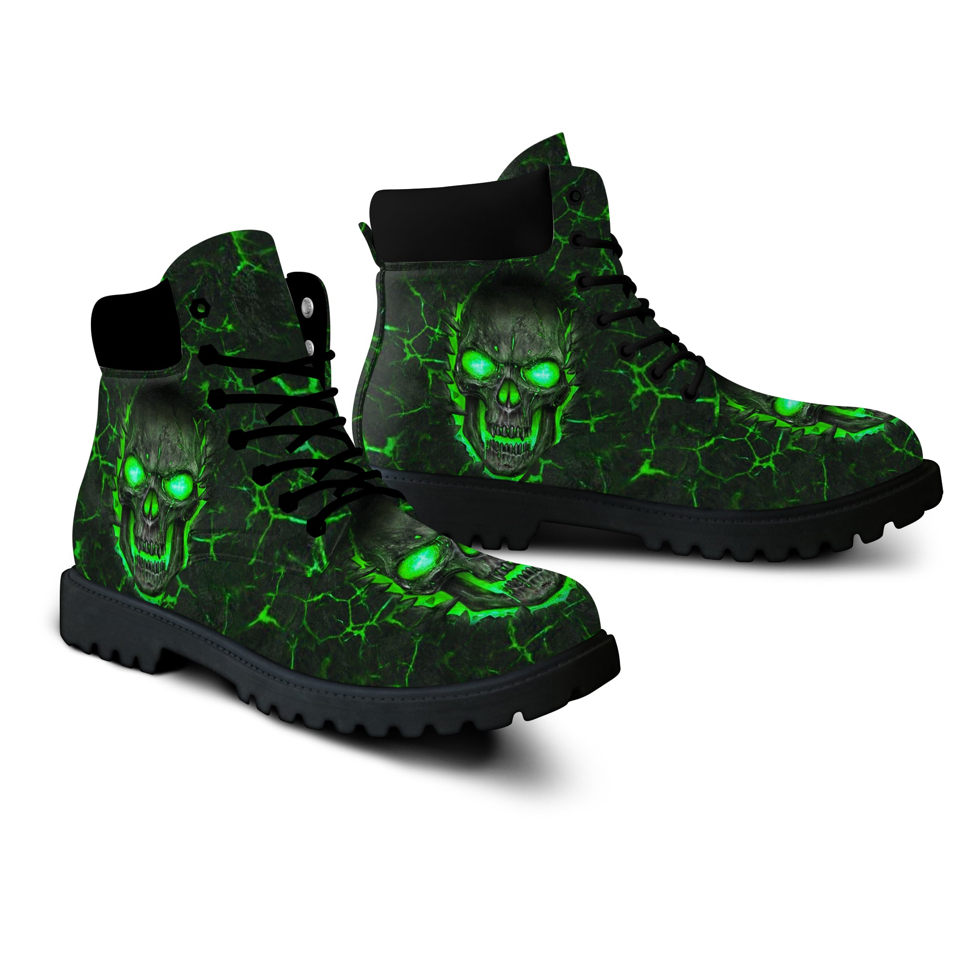 Skull Fire All Season Boots Gothic Shoes Heavy Metal Boots 08978