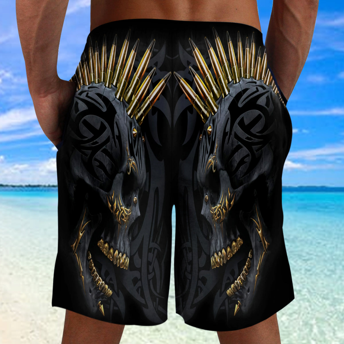 Skull Combo Beach Shorts and Hawaii Shirt 09089