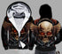 Skull Fleece Zip Hoodie - 0908