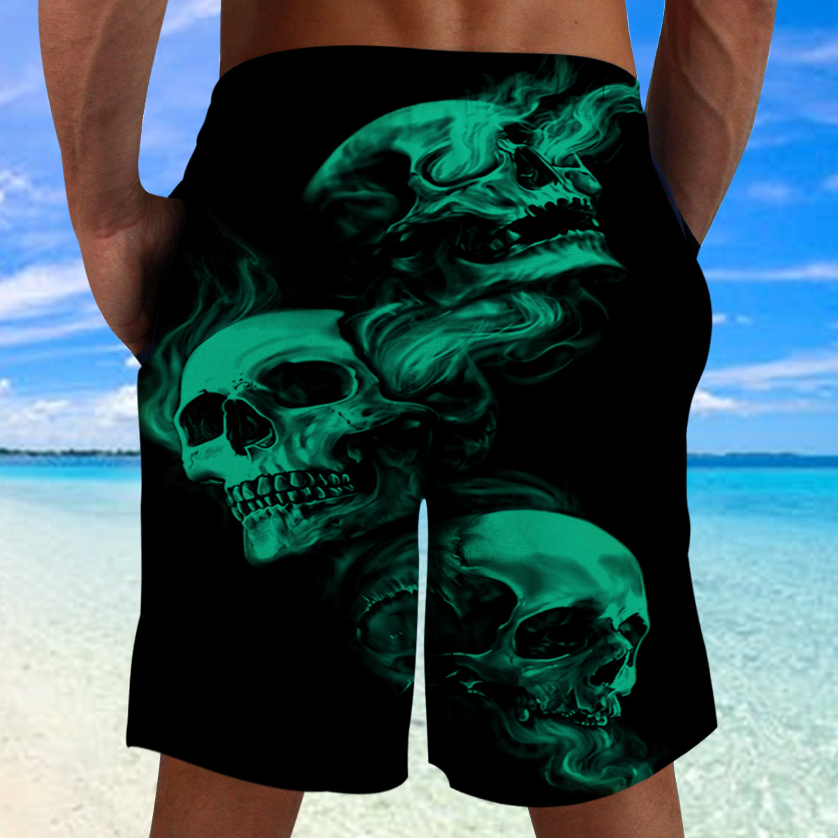 Skull Combo beach Shorts and Hawaii Shirt 09668