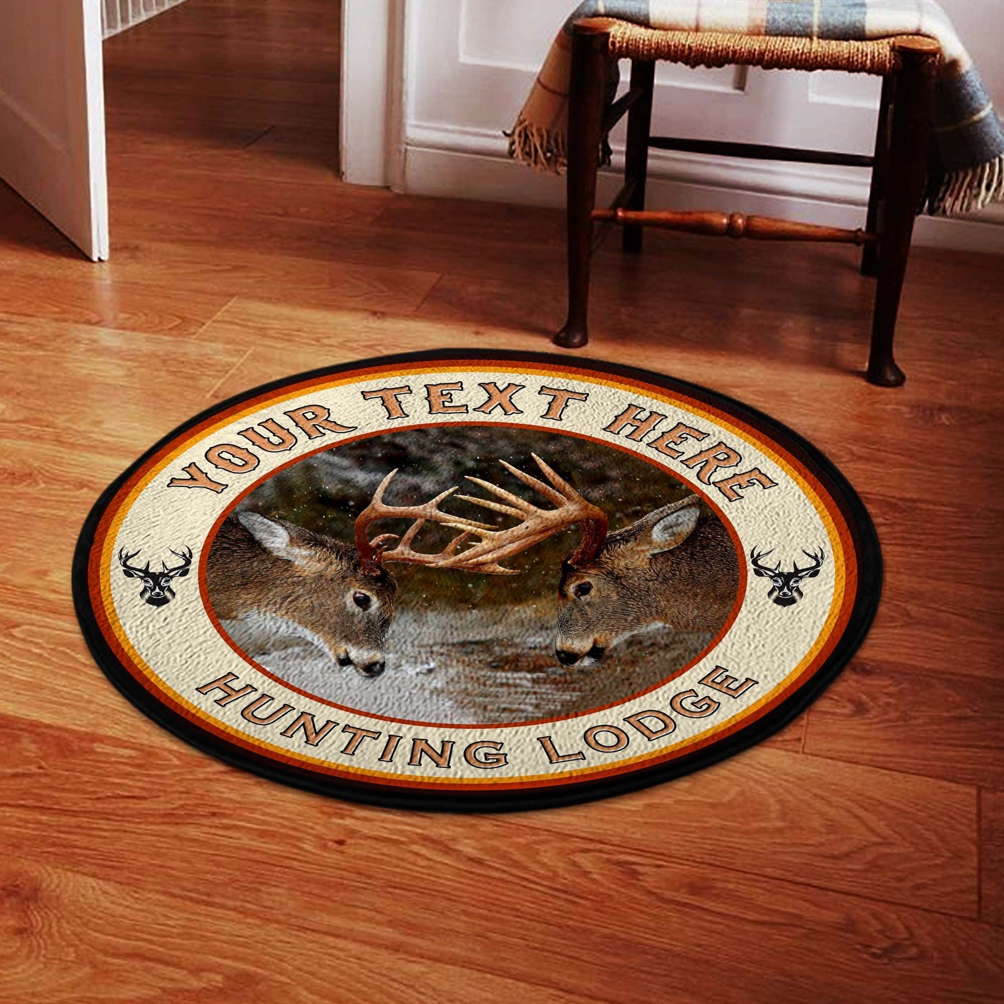 Personalized Hunting Lodge Round Mat 06829