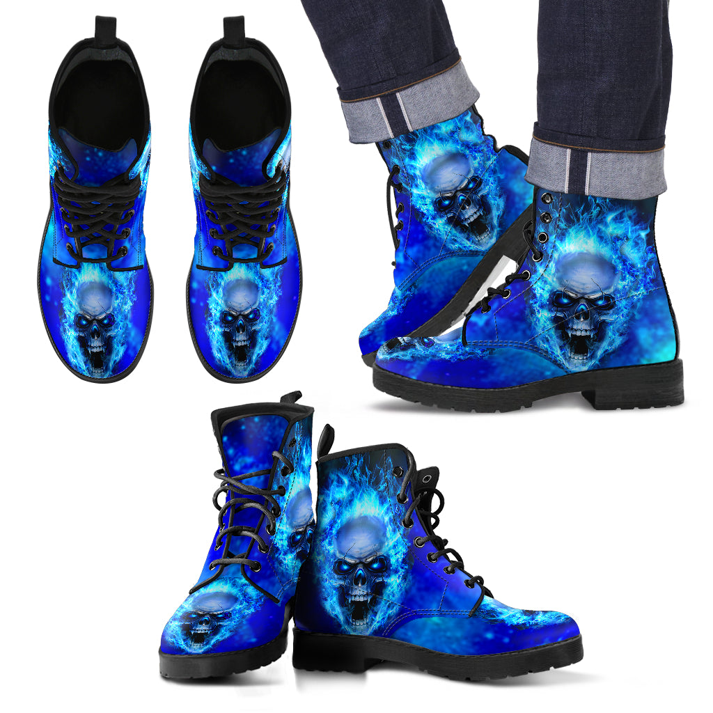 Leather Boots_Blue Skull