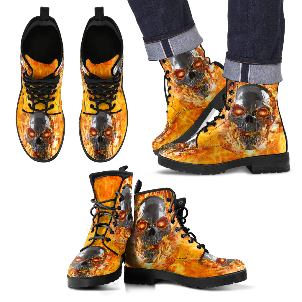 Skull Leather Boot - 00376