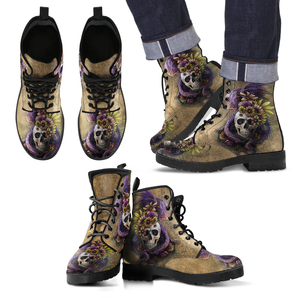 Leather Boots_Flowery Skull