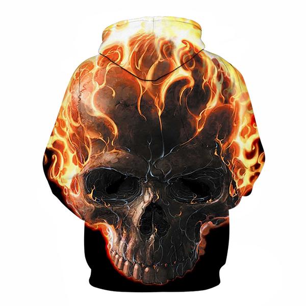 Skull 3D Hoodie_Flaming Skull