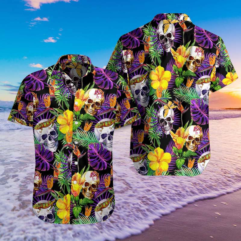 Skull Tropical Pattern Hawaii Shirts 06587