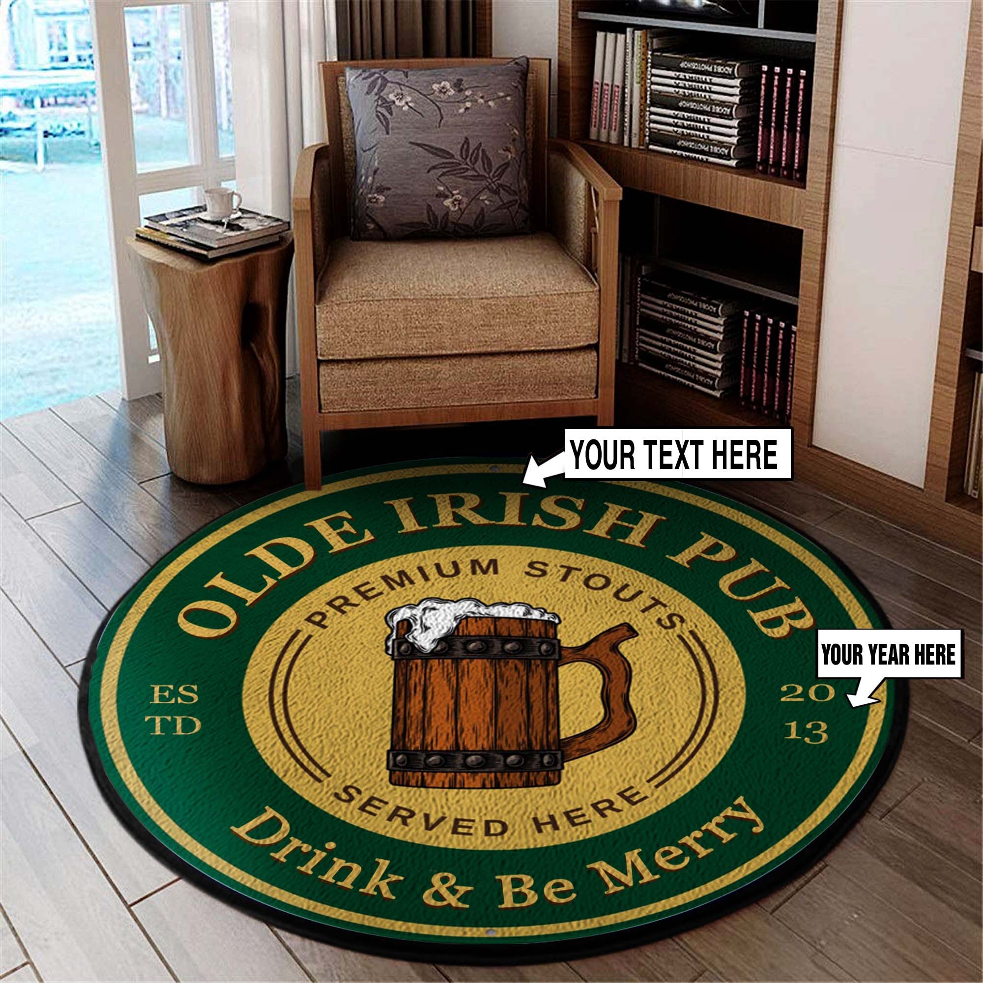 Old Irish Pub Round Mat 06584