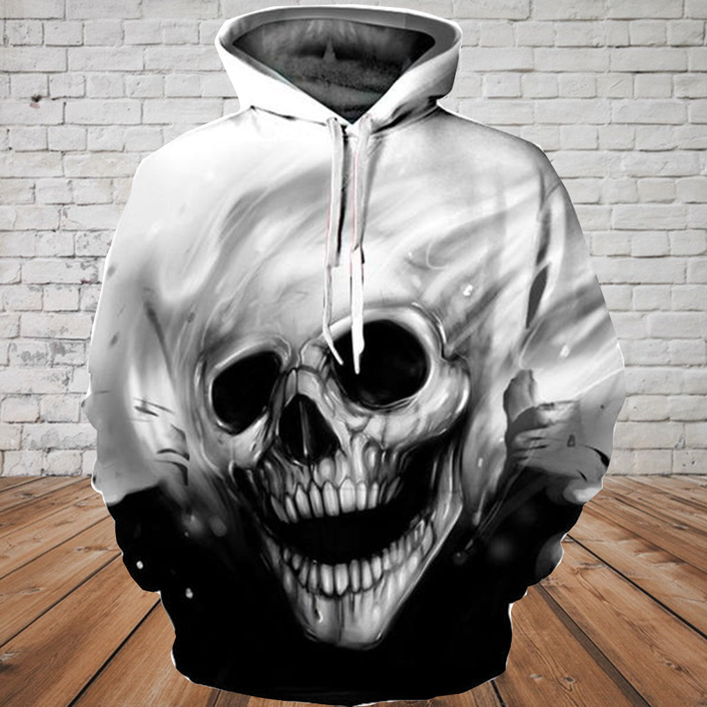 Skull 3D Hoodie - Dark and White Skull 1103