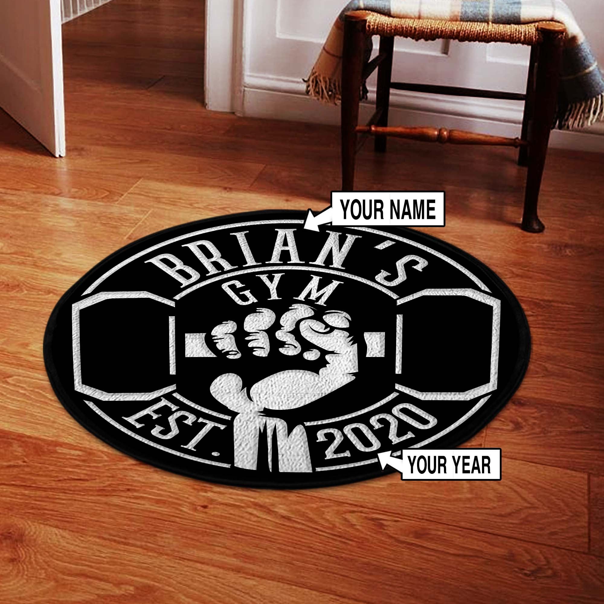 Personalized Gym Decor Round Mat 07426