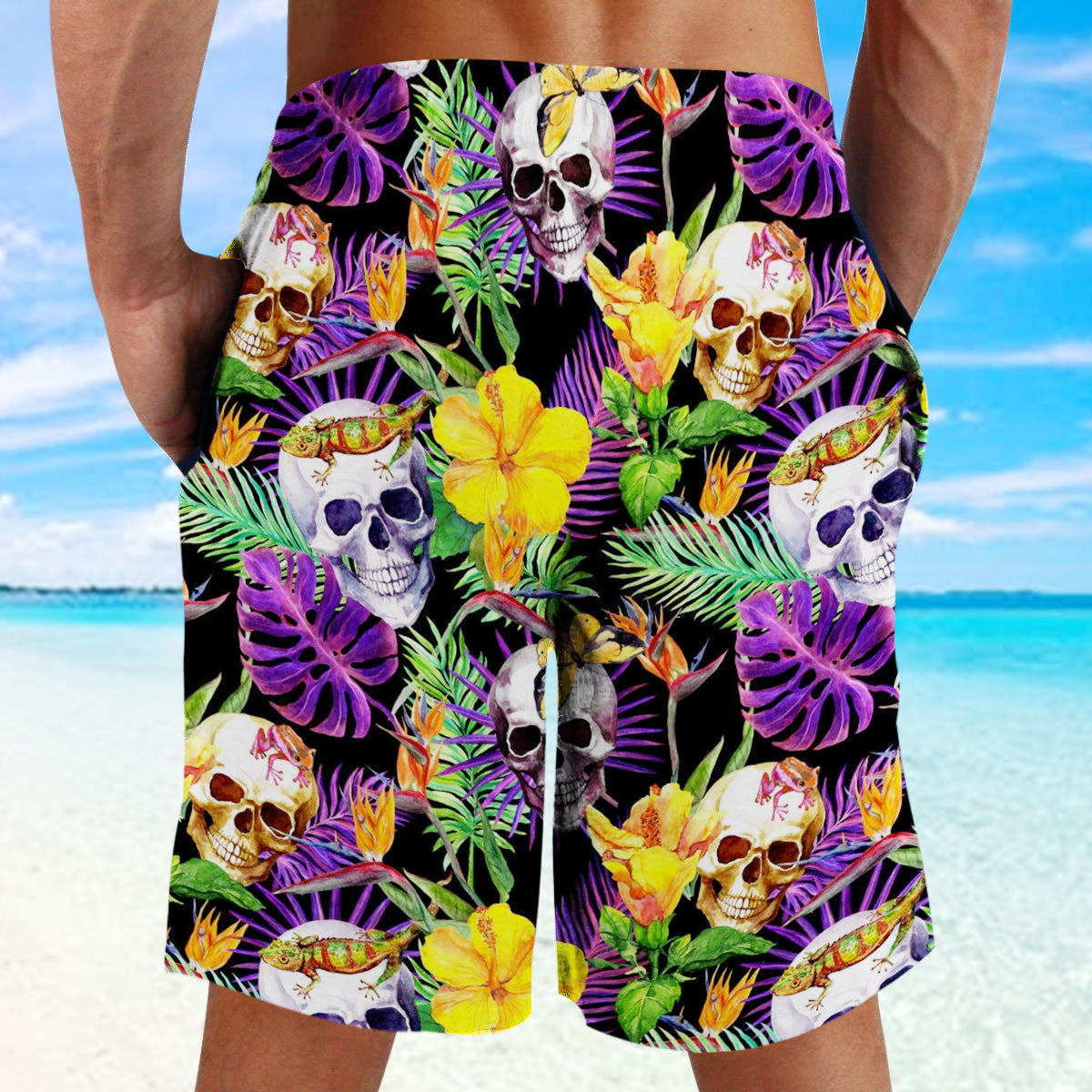 Tropical Skull Beach Shorts 06064