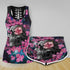 Skulls and Flowers Combo Tank Top and Women Shorts 08841