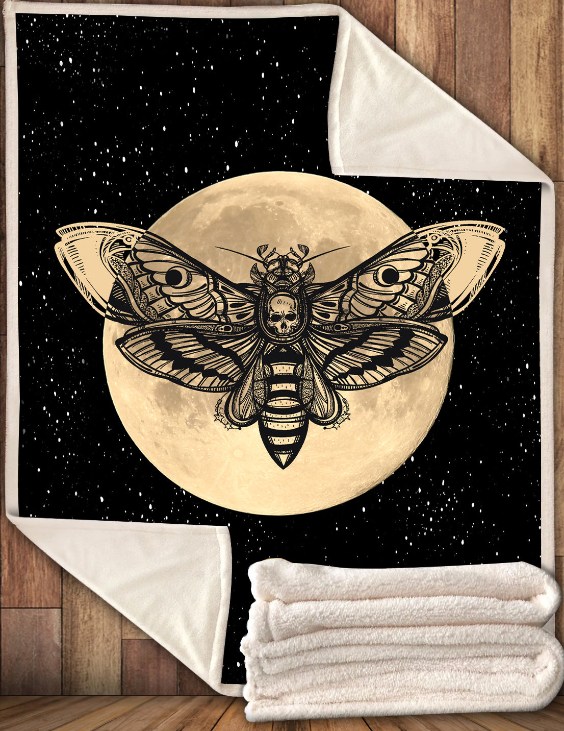 Skull Blanket Death Moth Round Butterfly Moon Sta 07534