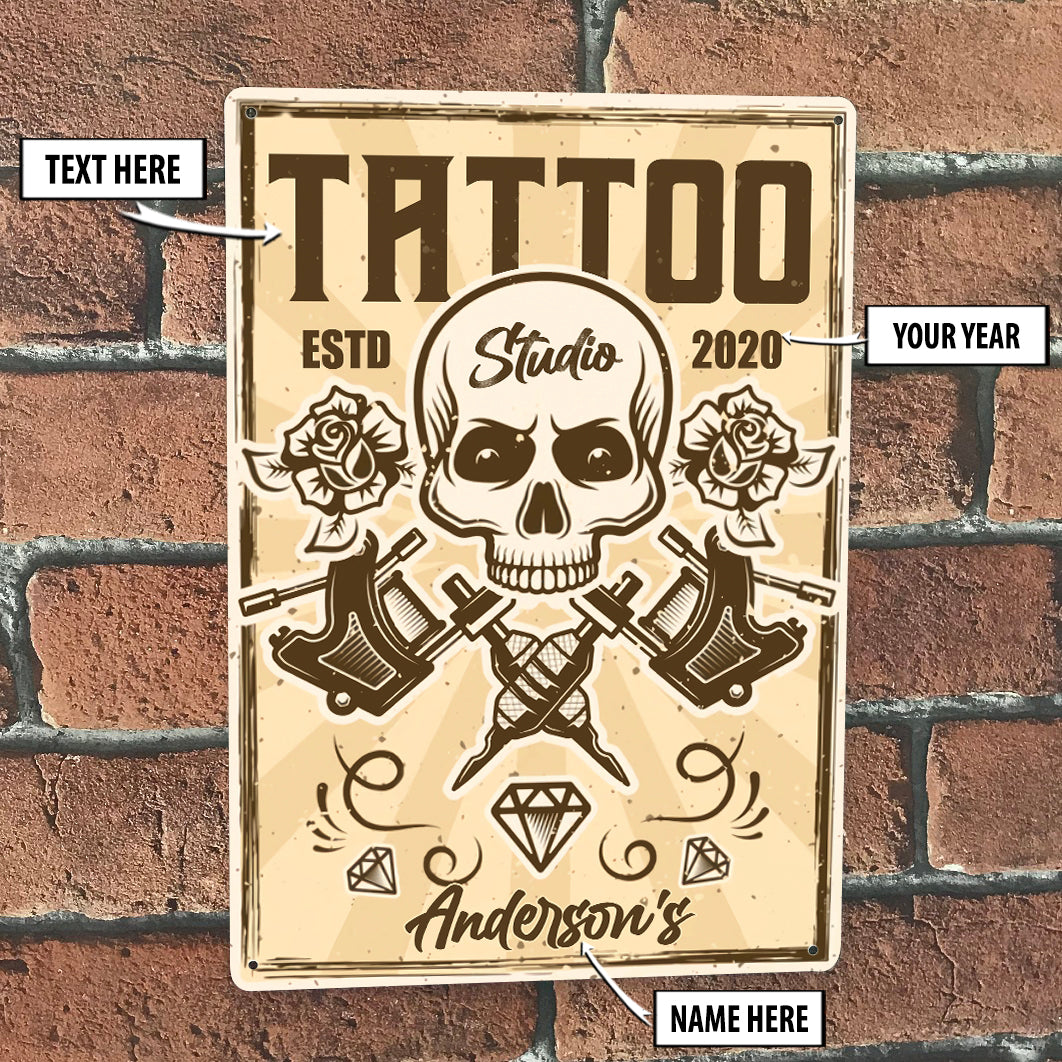 Personalized Tattoo Vertical Metal Sign 07807
