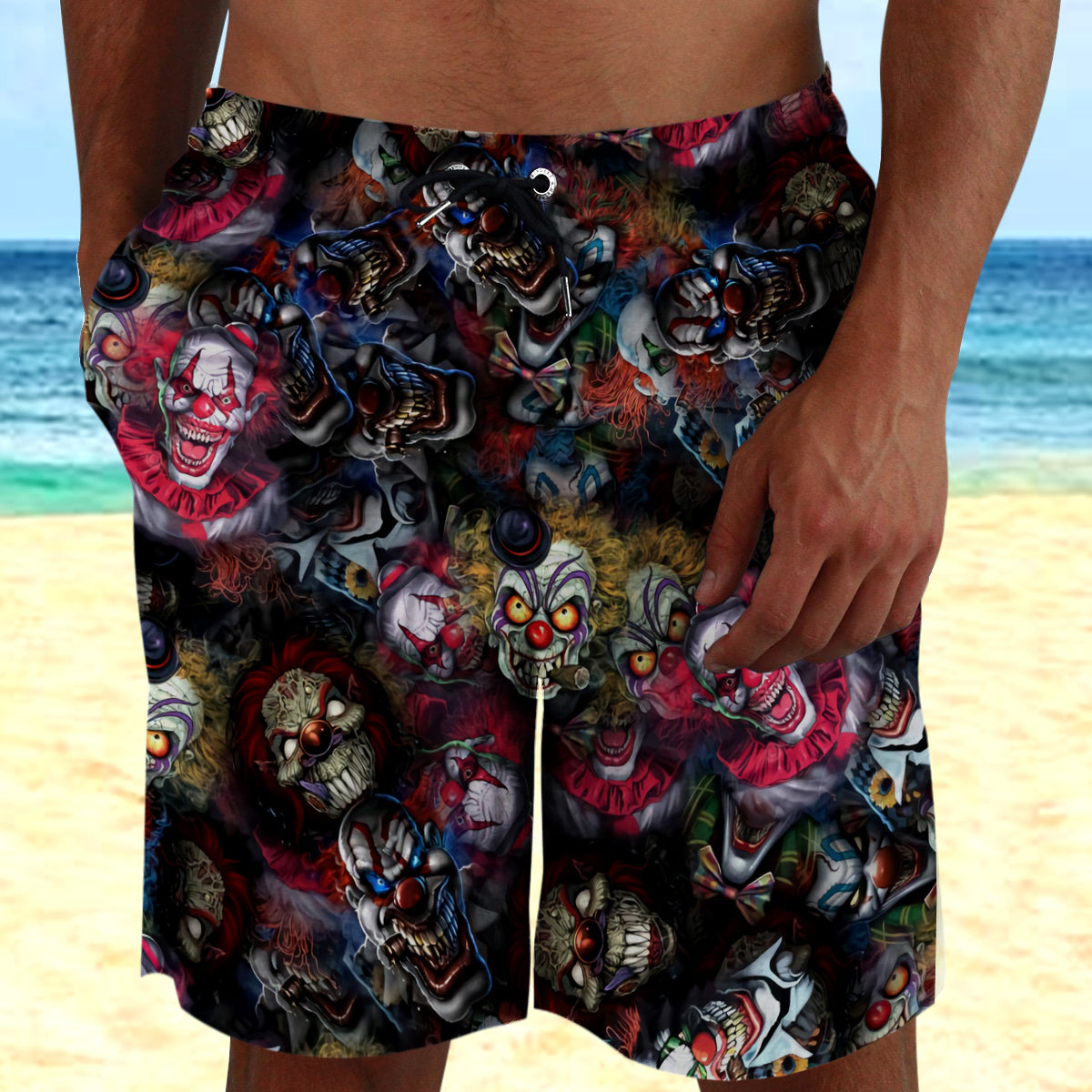 Evil Clown 3D Beach Shorts 08692