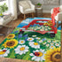 Red truck with flowers Farm Area Rug 07327