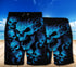 Blue Skull Combo Beach Shorts and Hawaii Shirt 09086