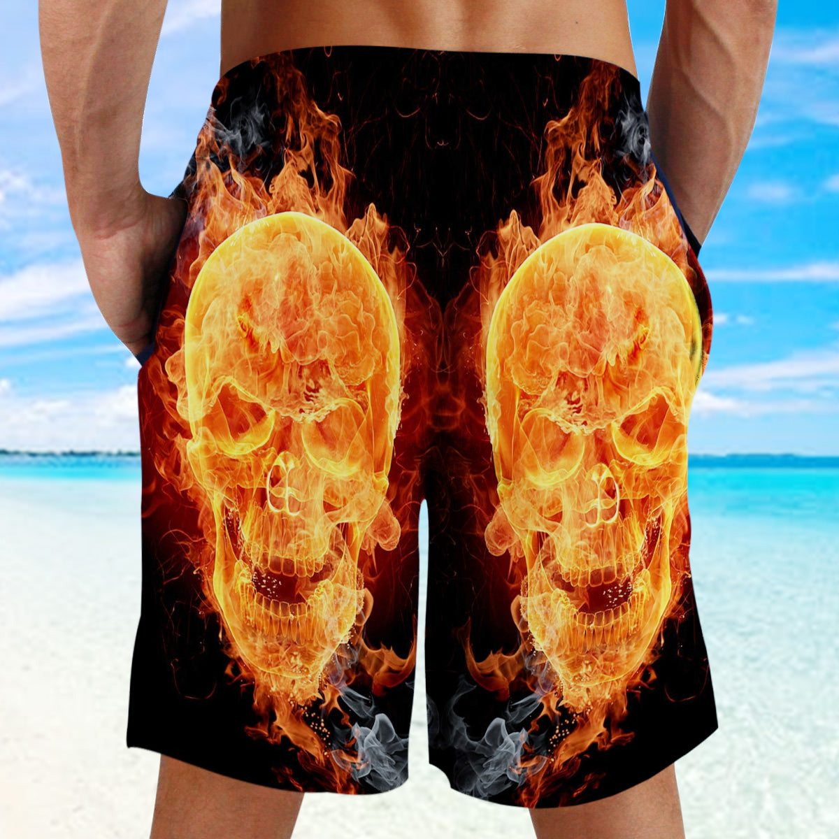 Skull Fire Beach Shorts 06229