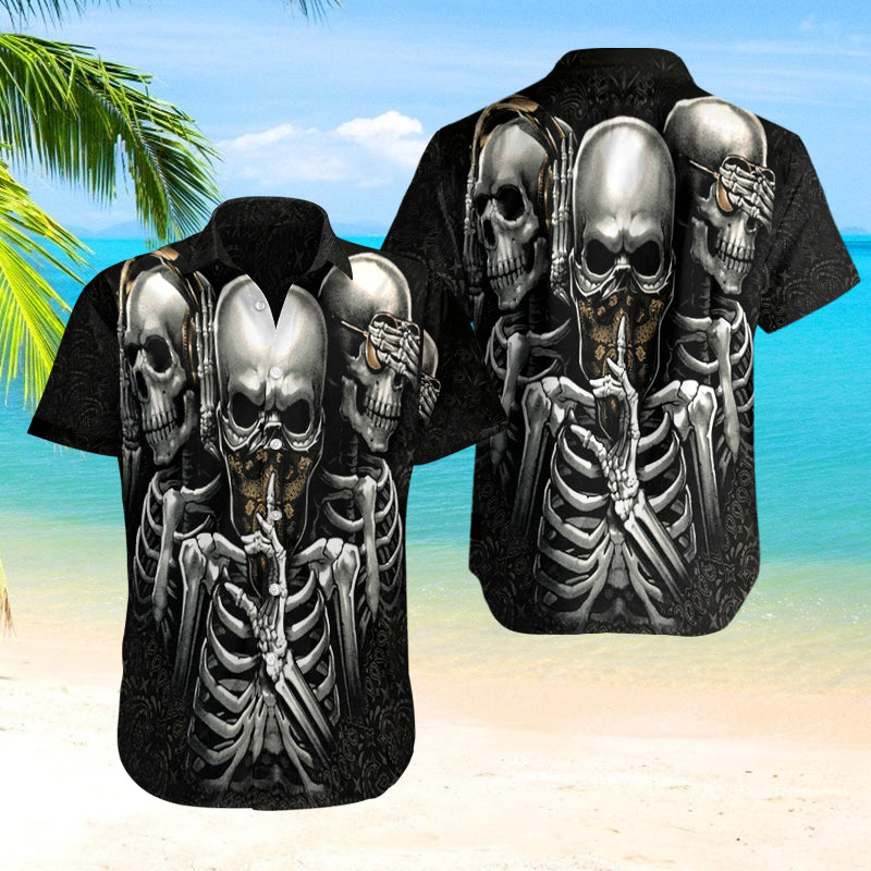 Skull Combo Beach Shorts and Hawaii Shirt 08682