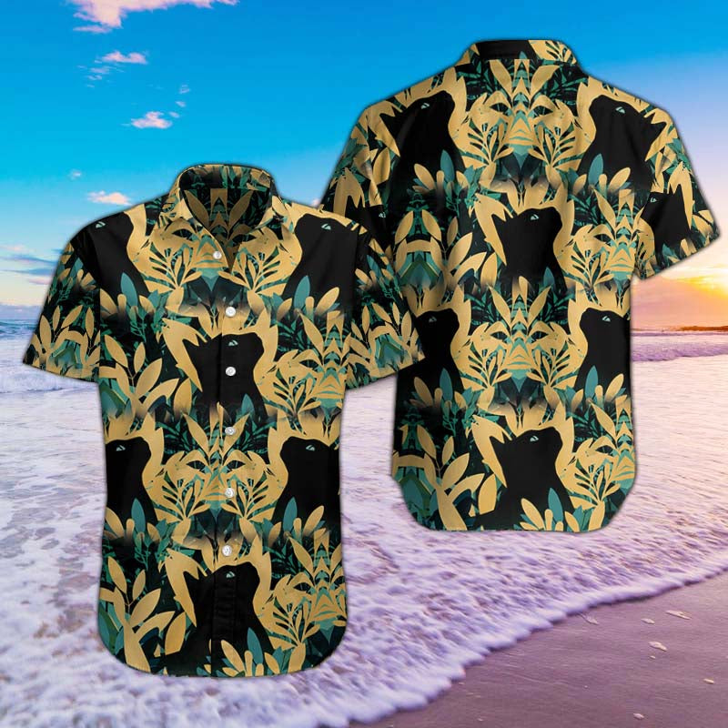 Black Cat Flowers Hawaii Shirts 06686