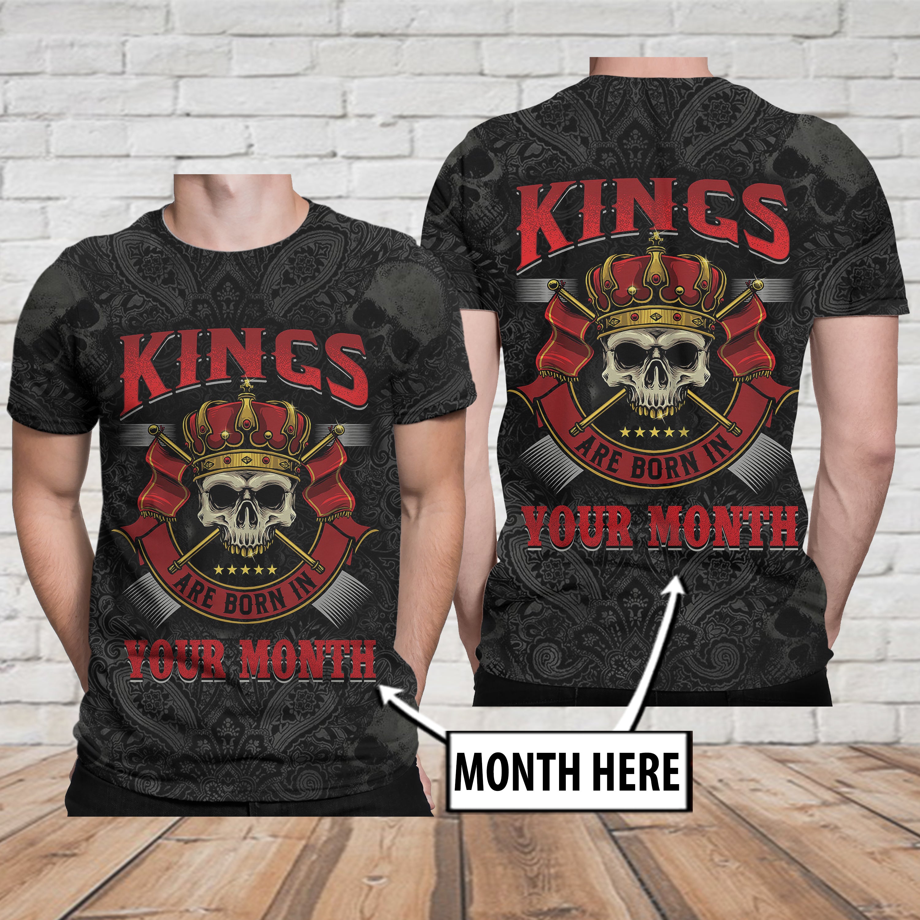 Personalized Skull Birth Month T-shirt 08607