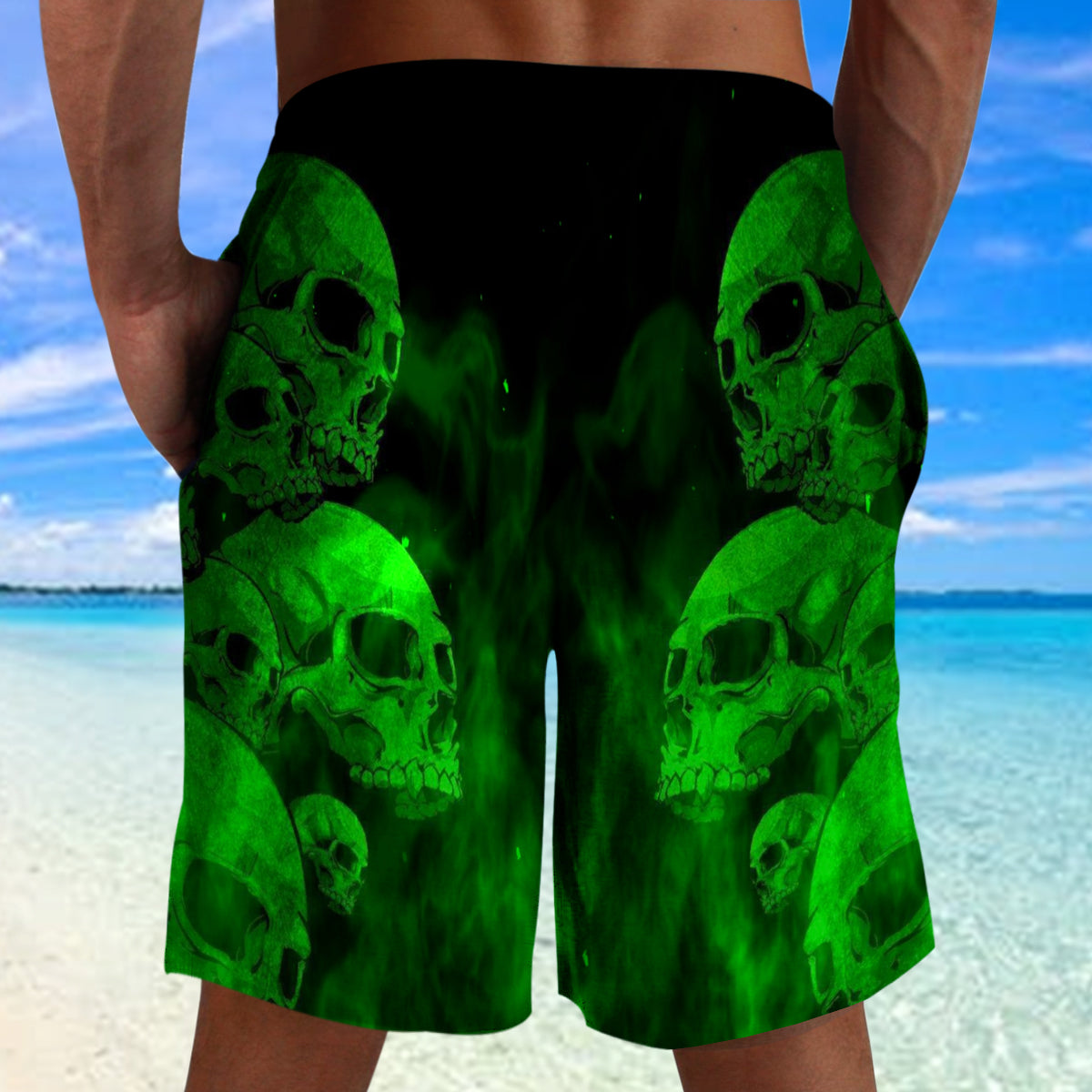Green Skull Shorts 08499