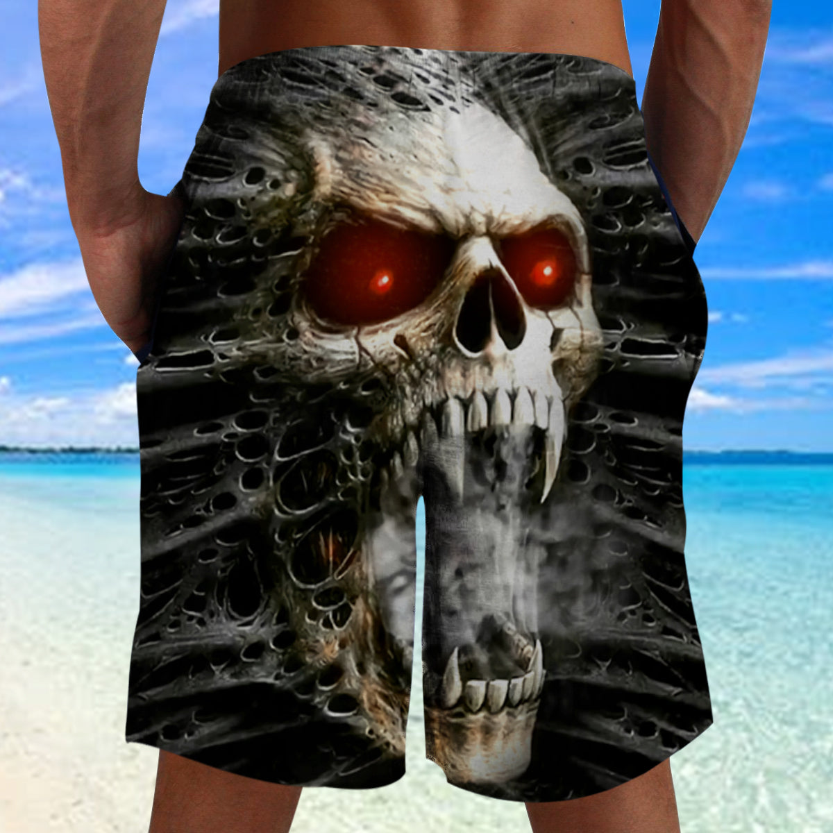 Vampire Skull Wallpapers Beach Shorts 08547