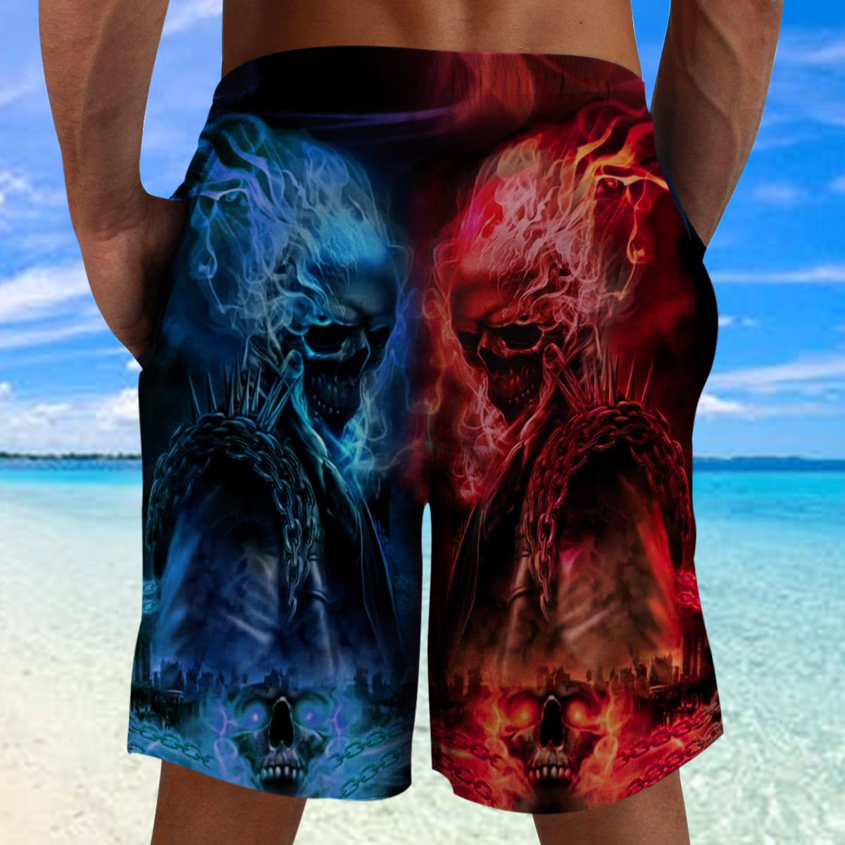 Skull Viking 3D Beach Shorts 09500