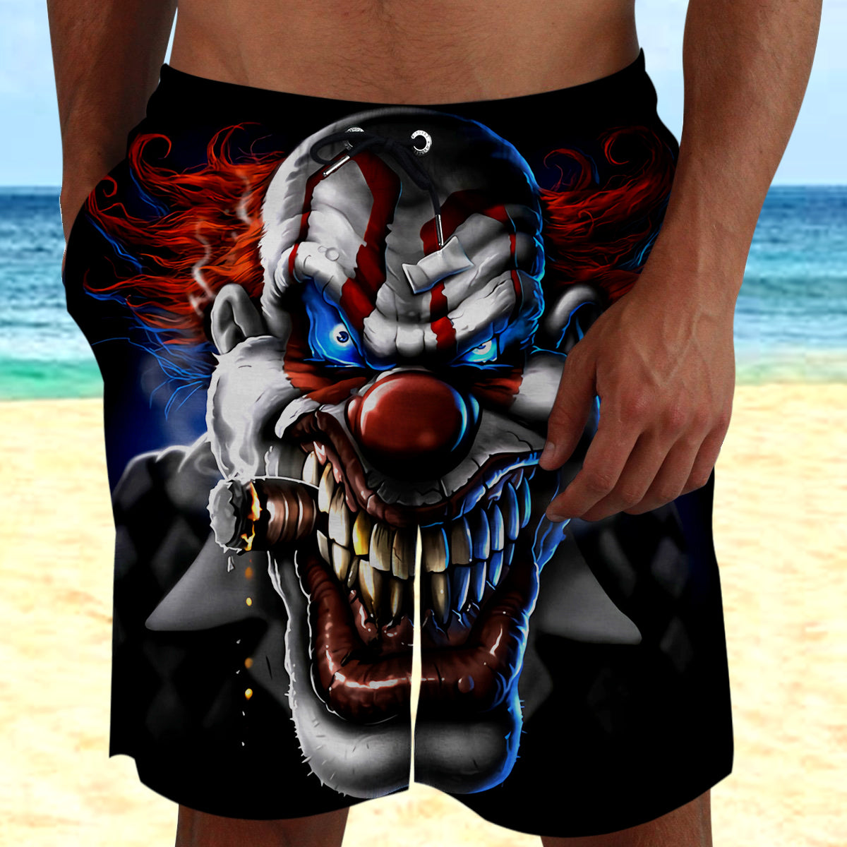 Skull 3D Beach Shorts - Evil Clown 08658