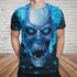 BLUE FLAMING SKULL 3D T- shirt 08609