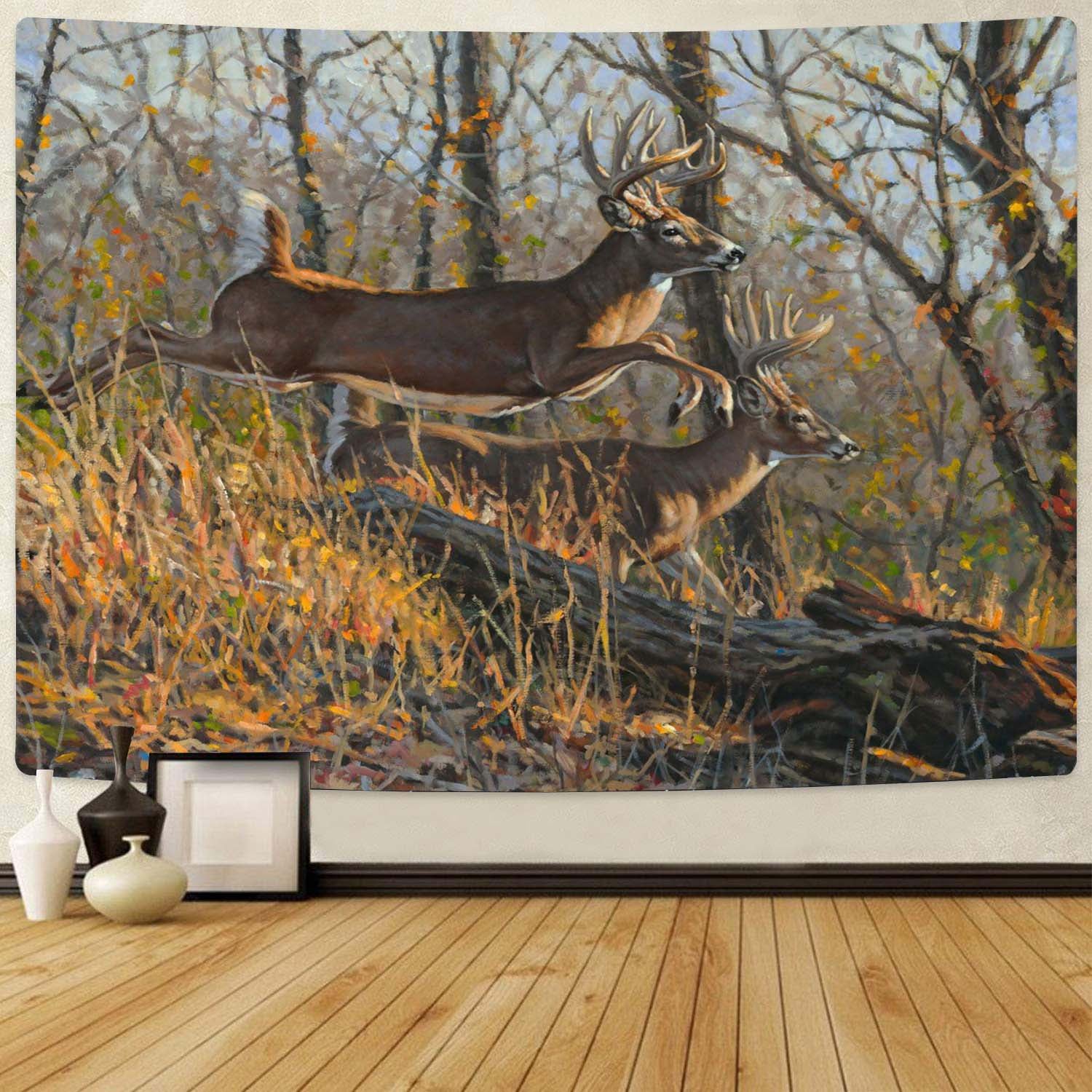 Deer Running Art Tapestry 06431