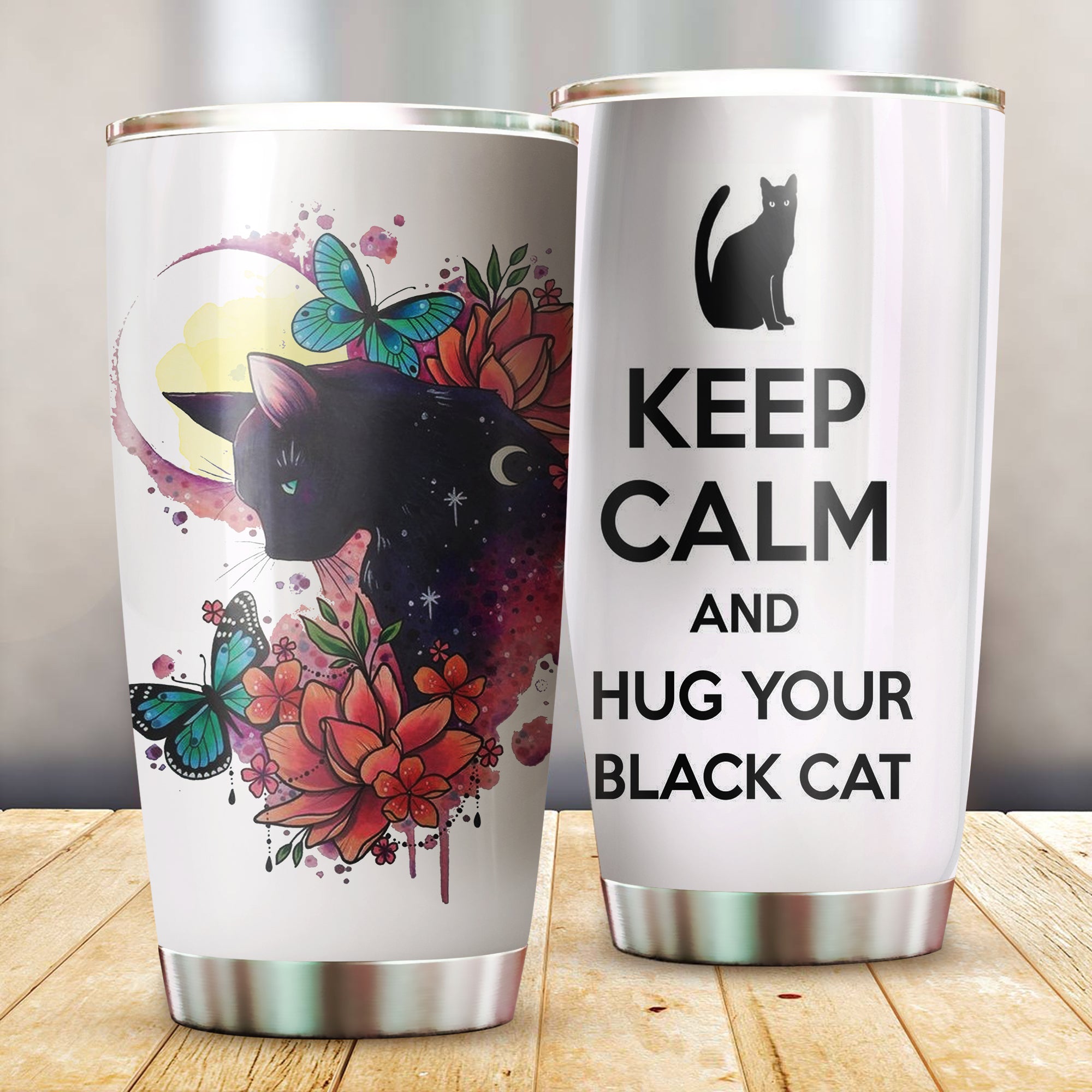 Black cats with flowers Tumbler 06024