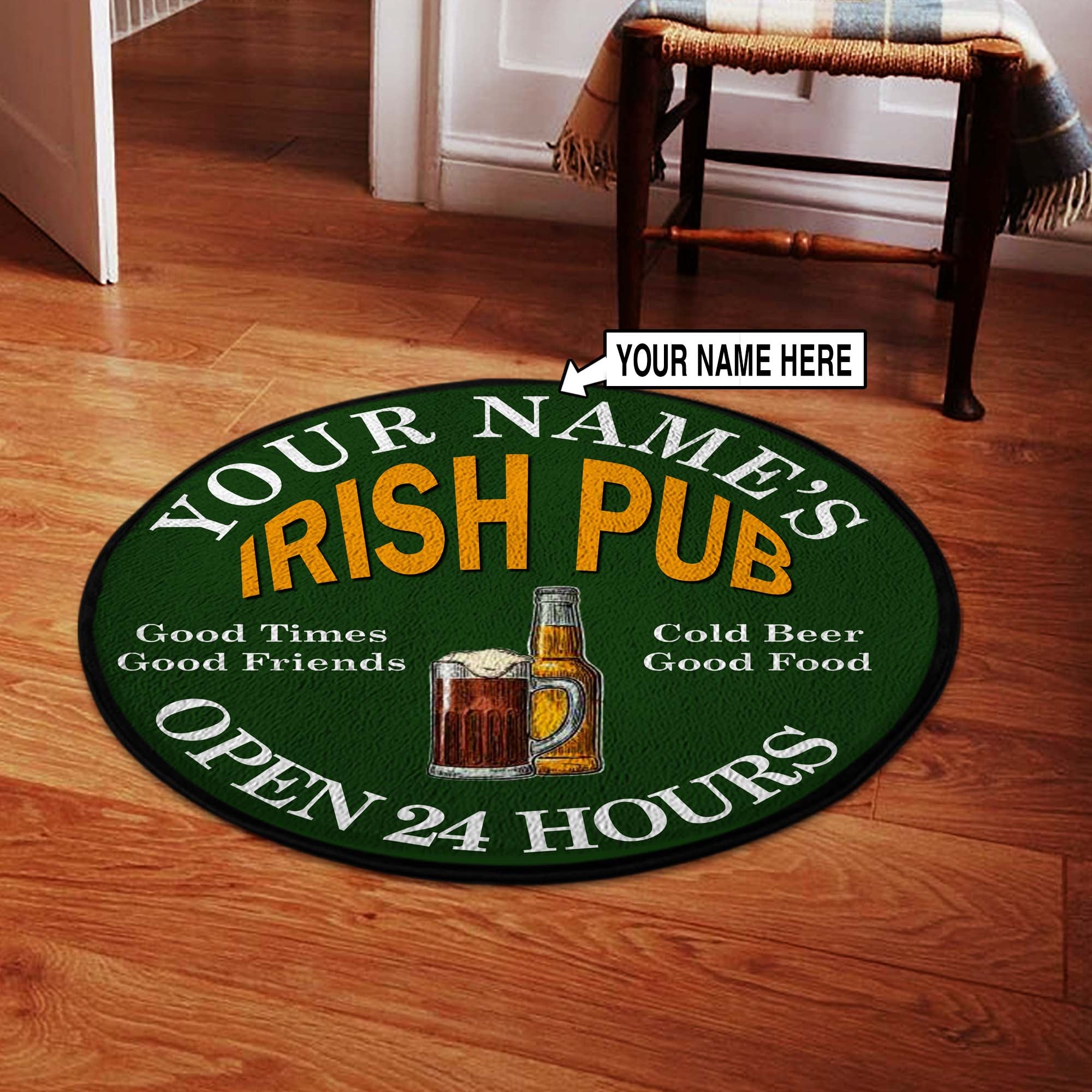 Irish Pub Man Cave Round Mat 06984