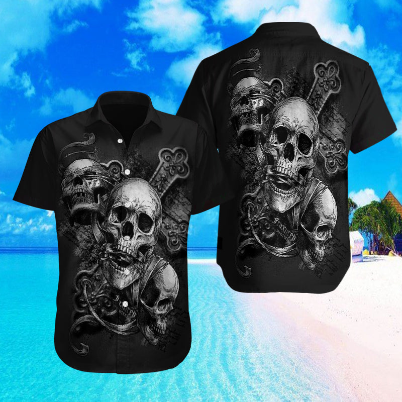 Skull 3D Hawaii Shirts_See no Evil, Hear no Evil, Speak no Evil 08597