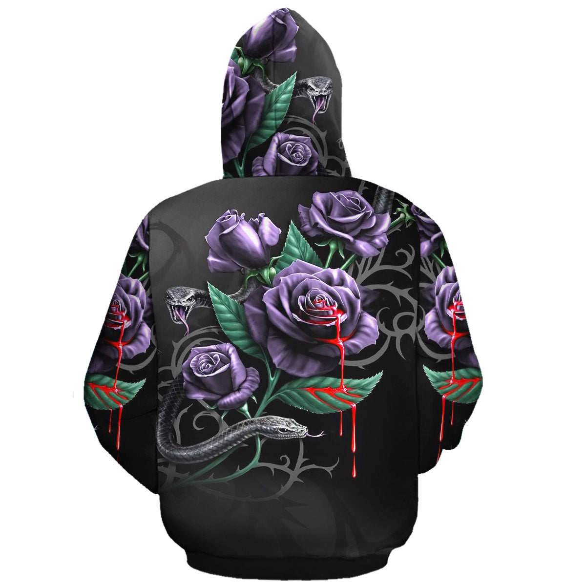 Gothic Blood rose and snake 3D hoodie 06038