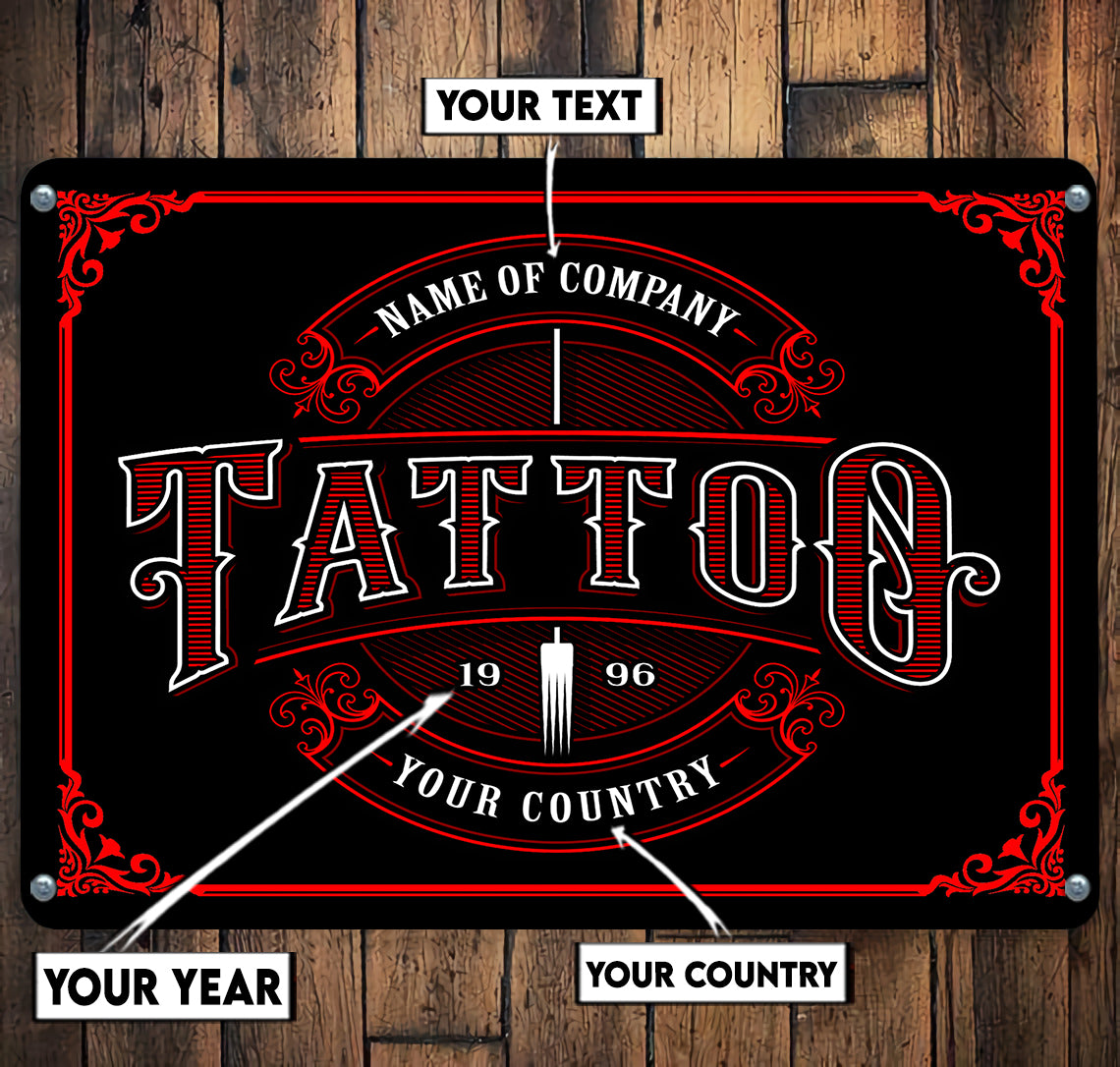 Personalized Tattoo Shop Metal Signs 08483