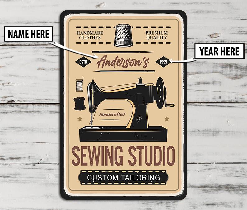 Personalized Tailor Shop Sewing Studio Metal Sign 07845