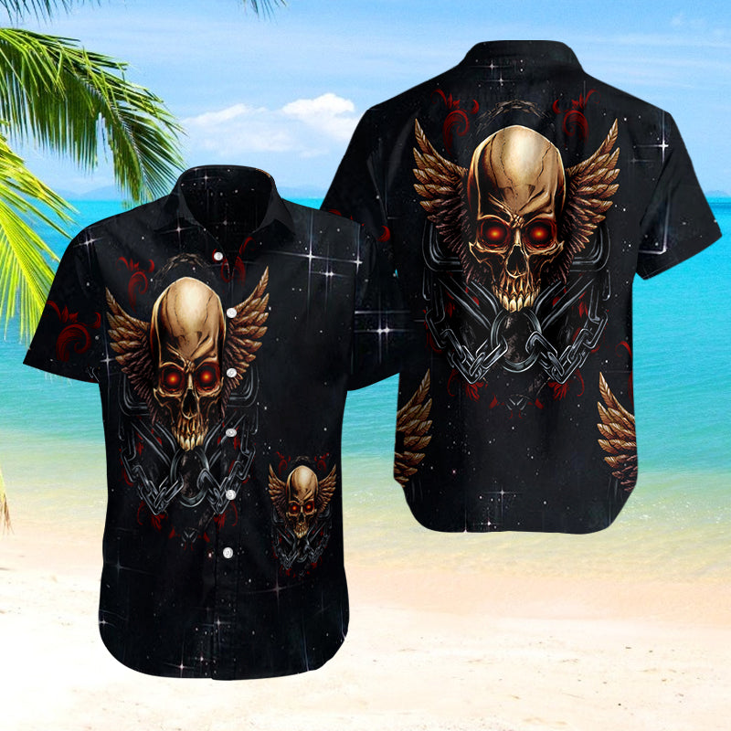 Skull 3D Combo Beach Shorts and Hawaii shirt 09918