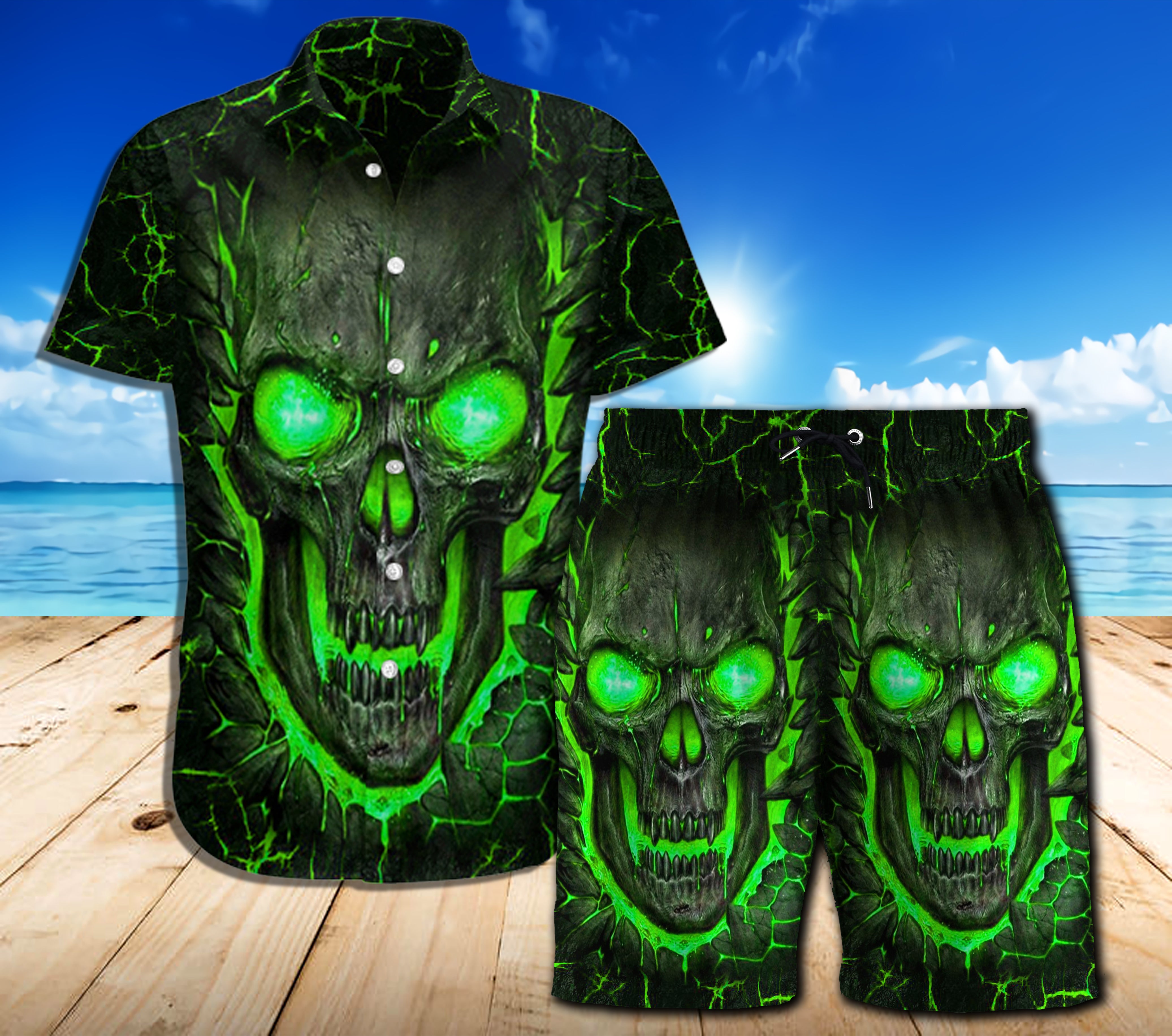 Skull Combo Beach Shorts and Hawaii Shirt 09272