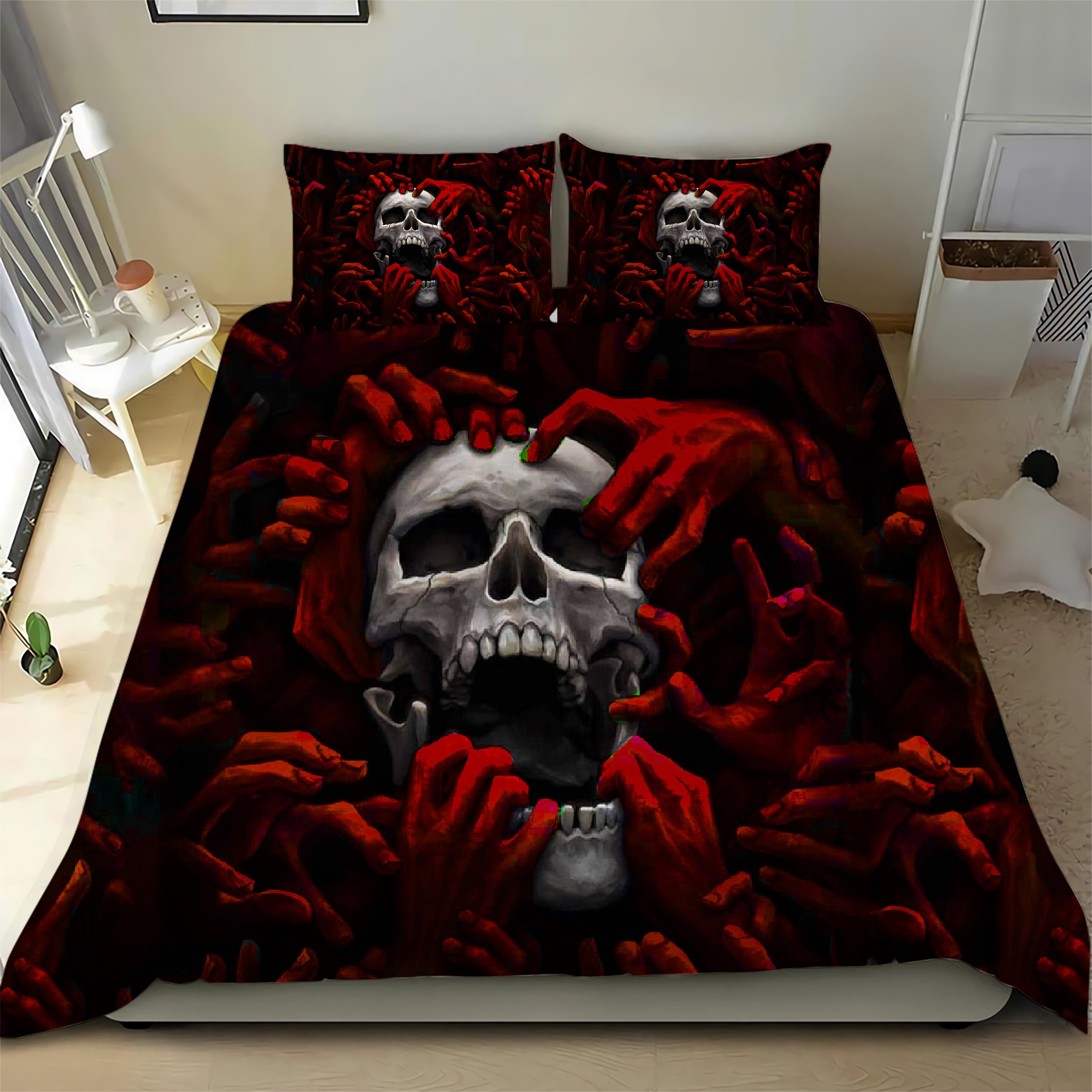 Skull Red Hands From Hell Bedding Set 08632