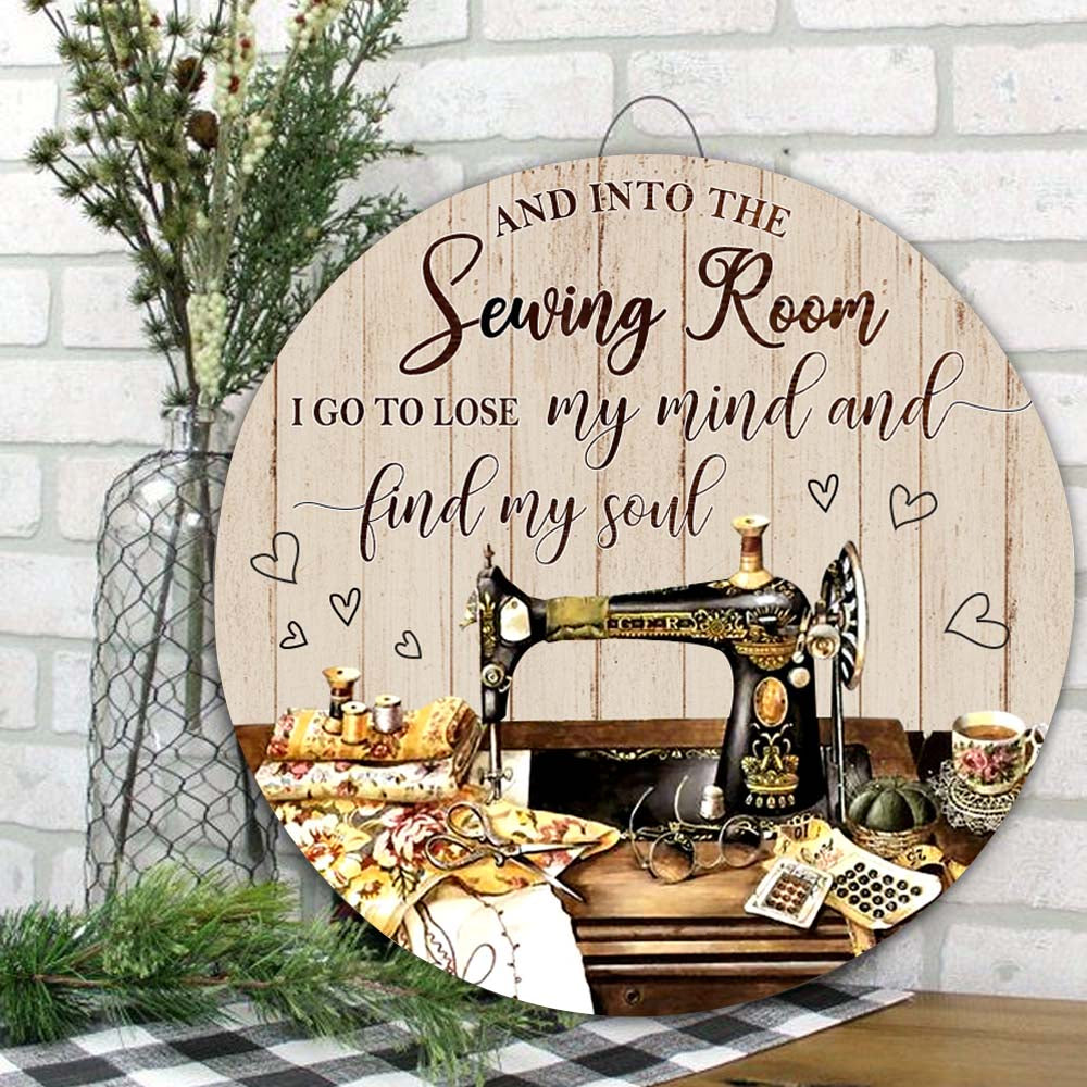 Sewing Room Decor Round Wooden sign 07402 [US Shipping Only]