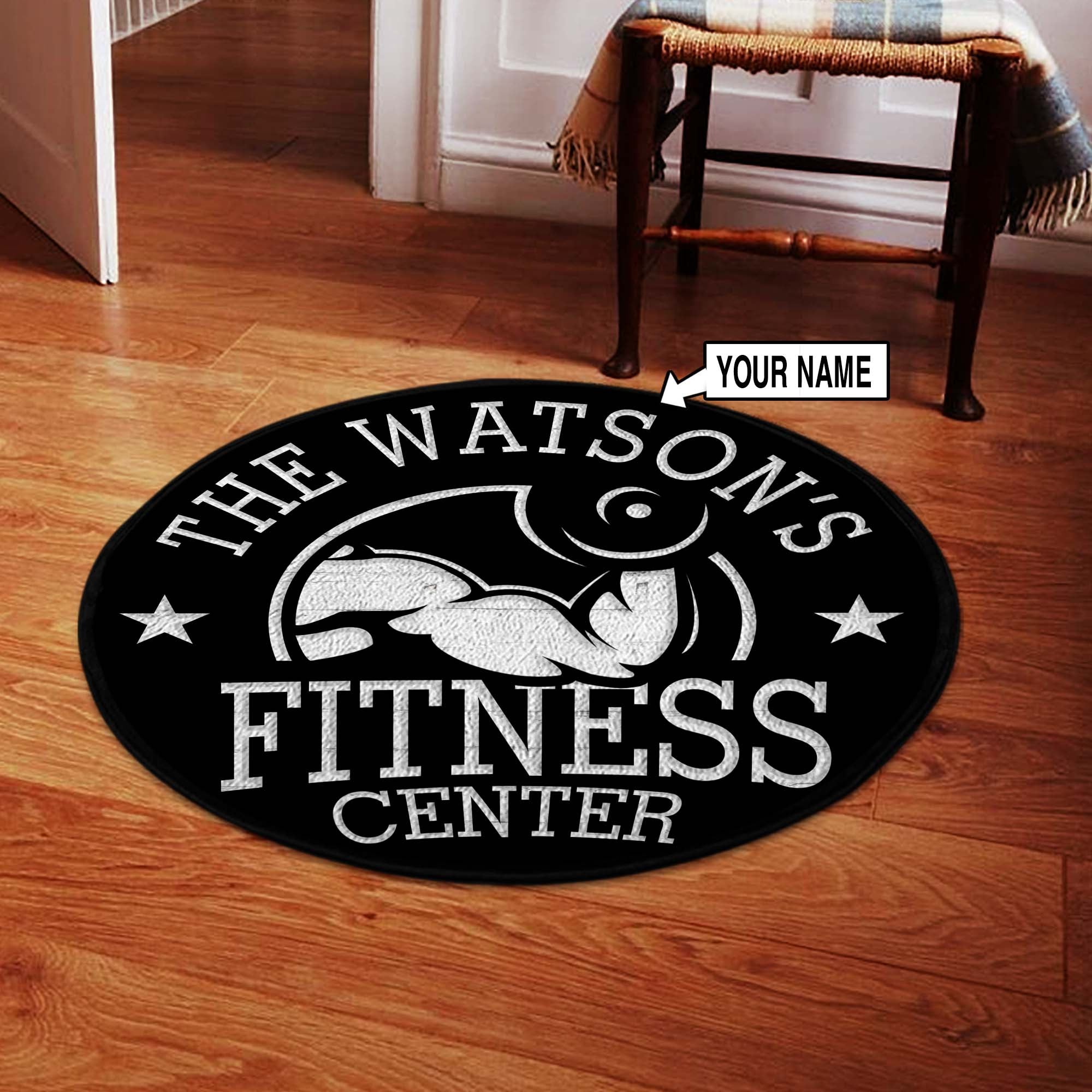 Personalized Gym Decor Round Mat 07425
